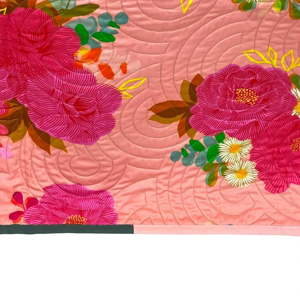 Handmade Patchwork Quilt 66x60 Modern‎ Floral Reversible Throw